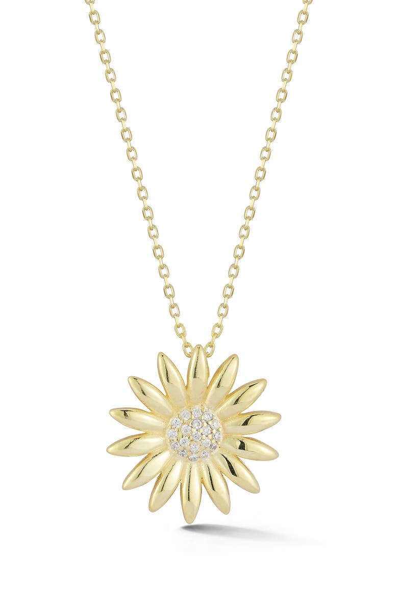 Flower Pendant Necklace, Main, color, GOLD