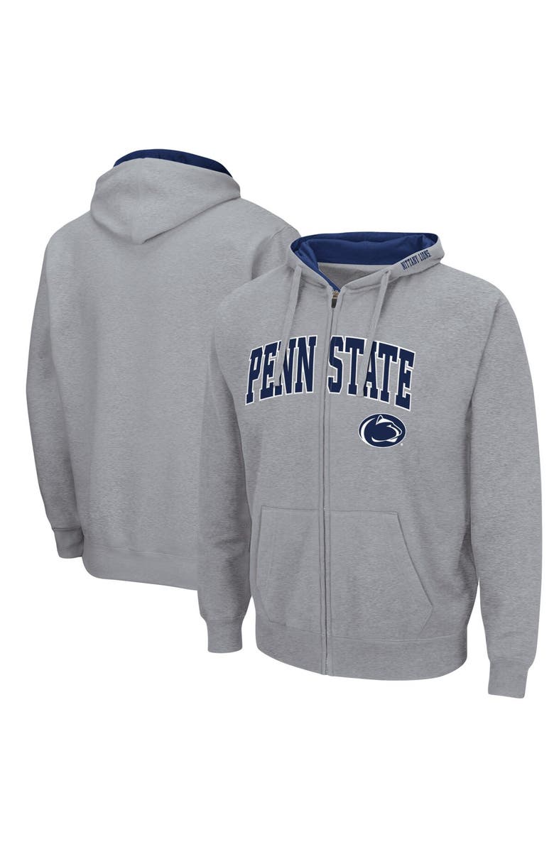 COLOSSEUM Men's Colosseum Heathered Gray Penn State Nittany Lions Arch & Logo 3.0 Full-Zip Hoodie, Alternate, color, Heather Gray