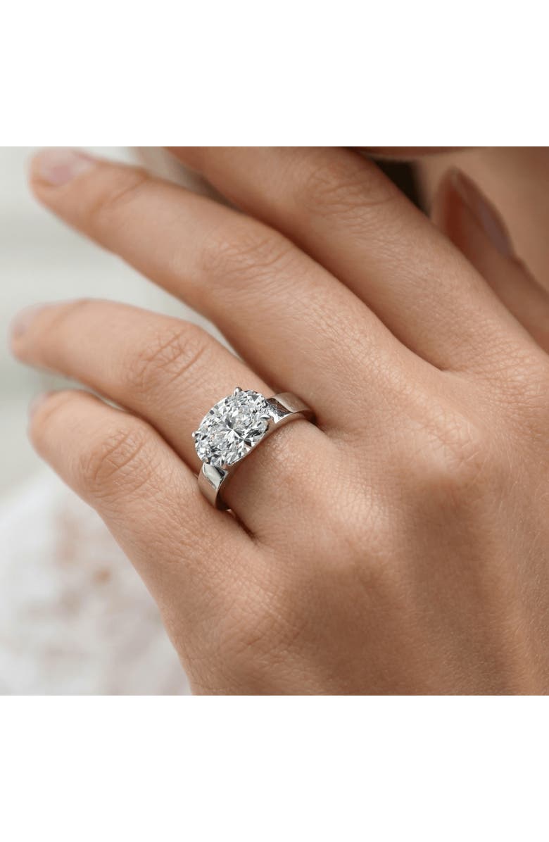 Bliss Diamond Certified 2Ct Oval East West Cigar Band Solitaire Engagement Ring Lab Grown, Alternate, color, 14K White Gold