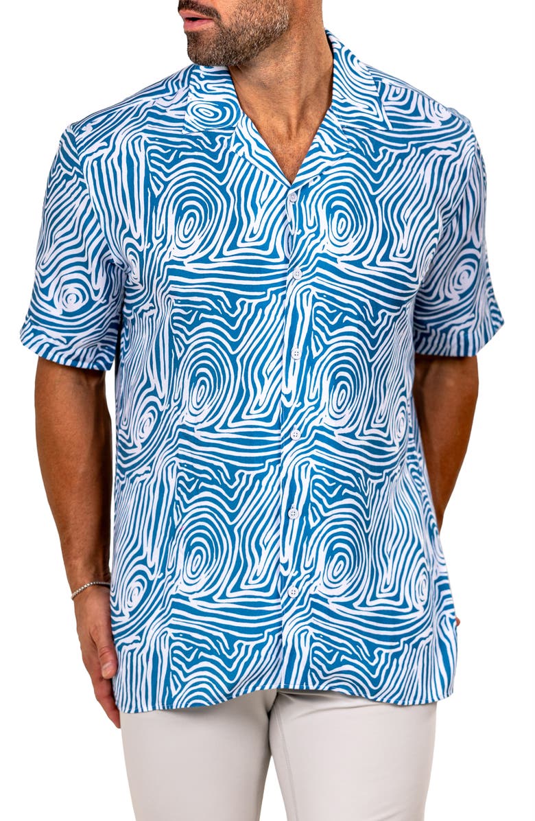 Maceoo Apachi Marthyr0250 Blue Camp Shirt, Alternate, color, 