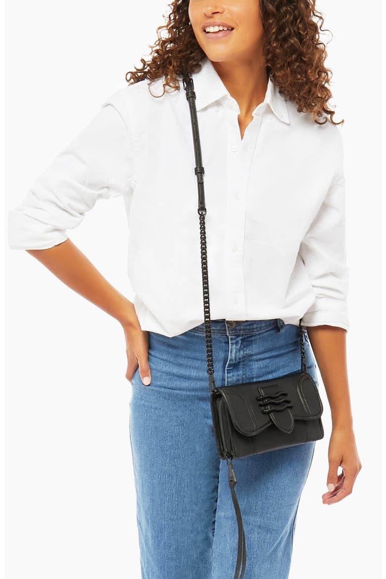 Kestenberg Fierce & Fab Leather Wallet on a Chain, Alternate, color, BLACK GLOVED TANNED