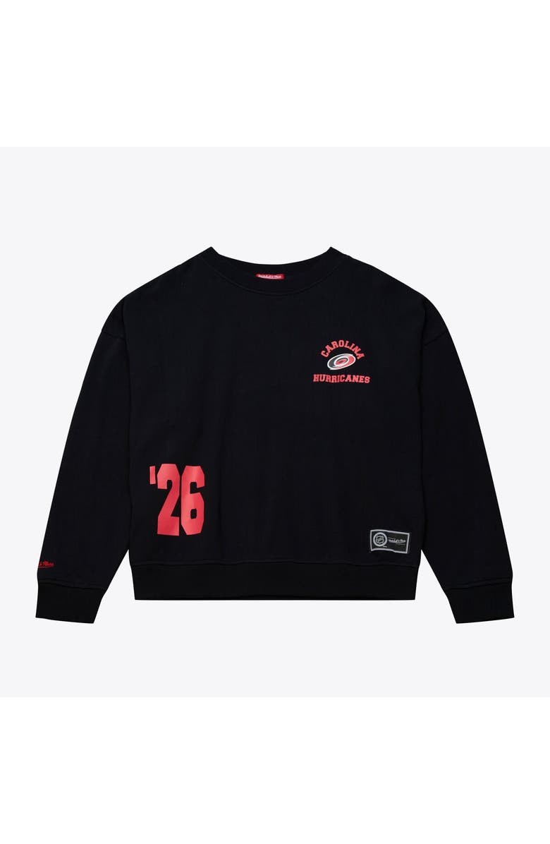 Mitchell & Ness Women's Mitchell & Ness  Black Carolina Hurricanes Crewneck Sweatshirt, Main, color, Black