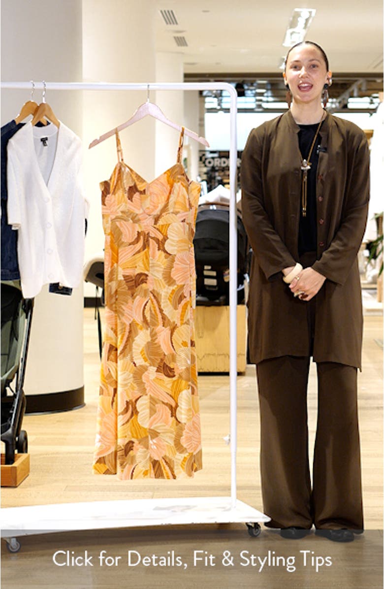 Floral Linen Blend Midi Dress, sales video thumbnail