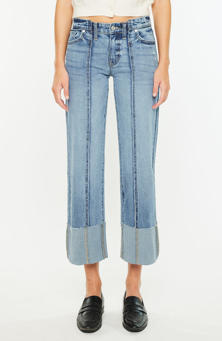 KanCan Margret Mid Rise Cropped Wide Leg Jeans, Main, color, Medium Wash