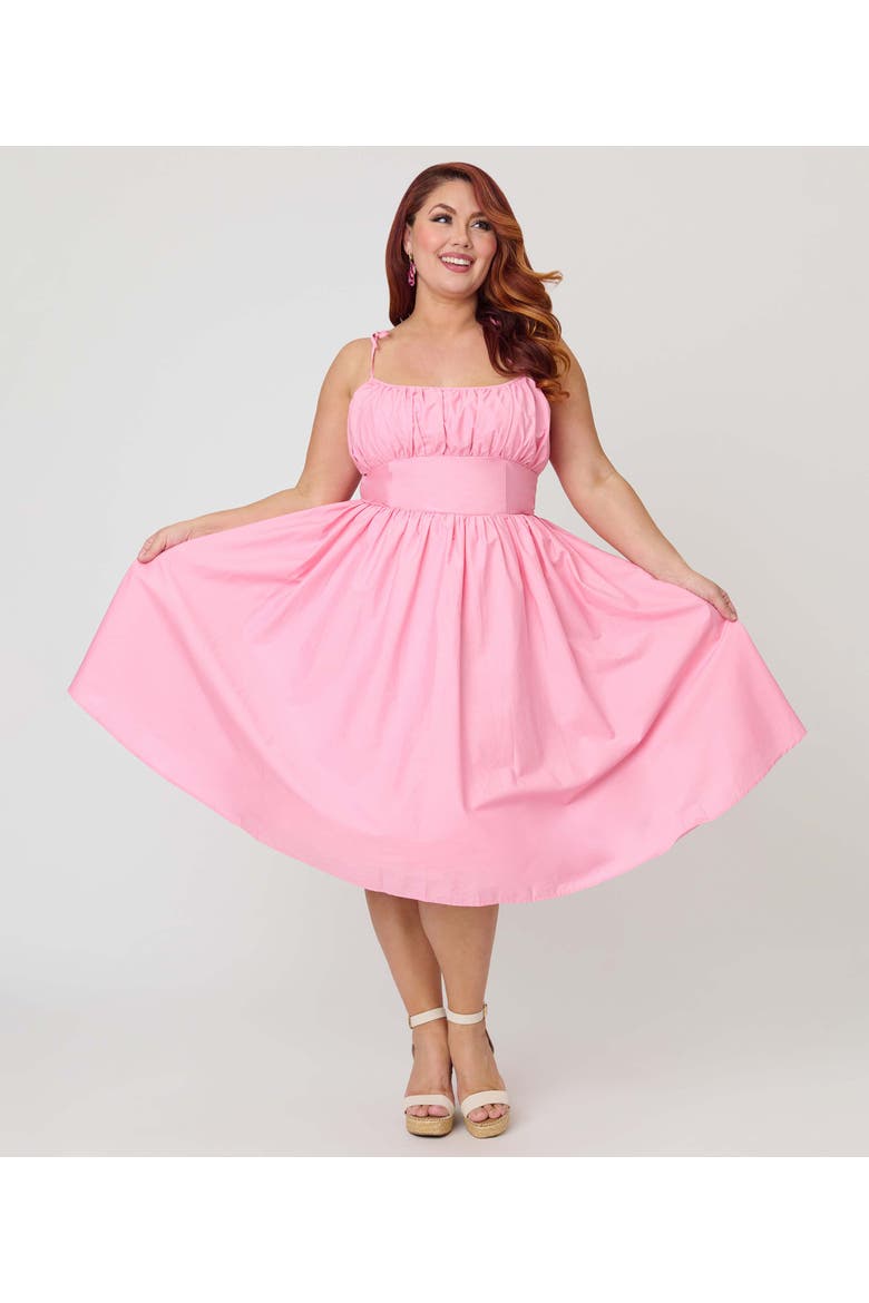 Plus Size 1950s Cotton Swing Dress, Main, color, Rose Pink Solid