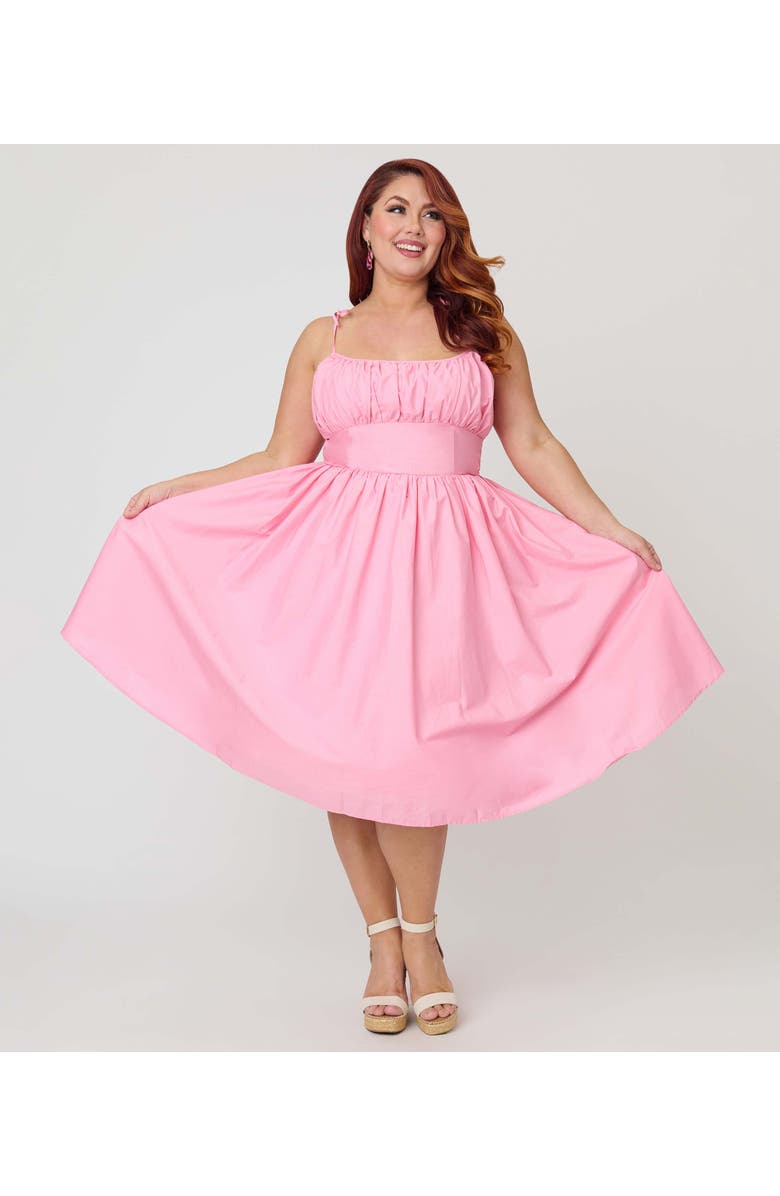 Unique Vintage Plus Size 1950s Cotton Swing Dress, Main, color, Rose Pink Solid