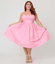 Unique Vintage Plus Size 1950s Cotton Swing Dress