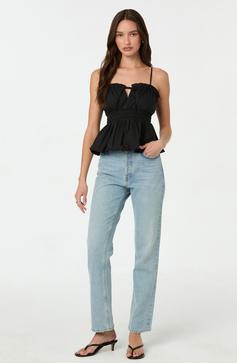 ASTR the Label Bubble Hem Prairie Peplum Camisole, Alternate, color, Black