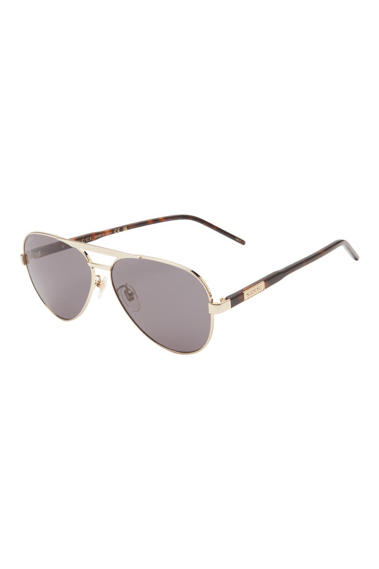 60mm Pilot Sunglasses, Alternate, color, GOLD