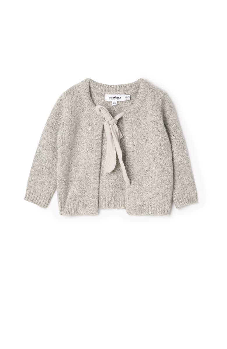 The Umbrella Academy Girl Mix Knit Bow Tie Ribbed Cuffs Cardigan, Main, color, Grey Mix