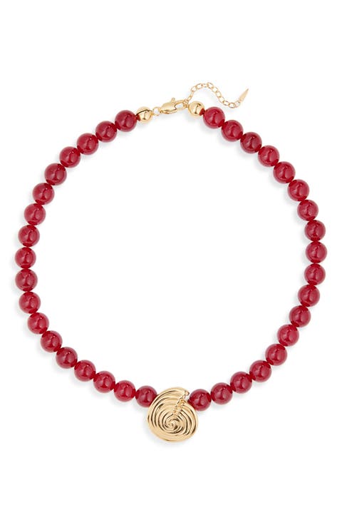 Spiral Pendant Beaded Necklace