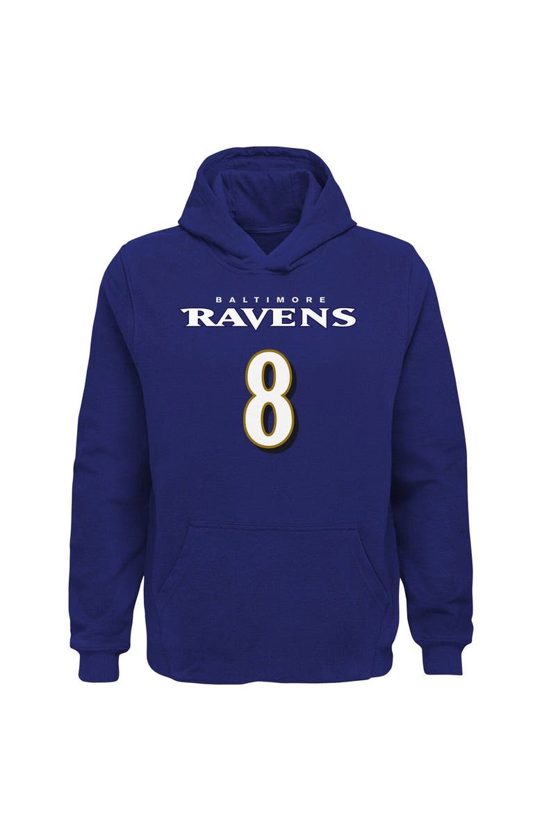 Outerstuff Youth Lamar Jackson Purple Baltimore Ravens Mainliner Player Name & Number Pullover Hoodie, Alternate, color, Purple