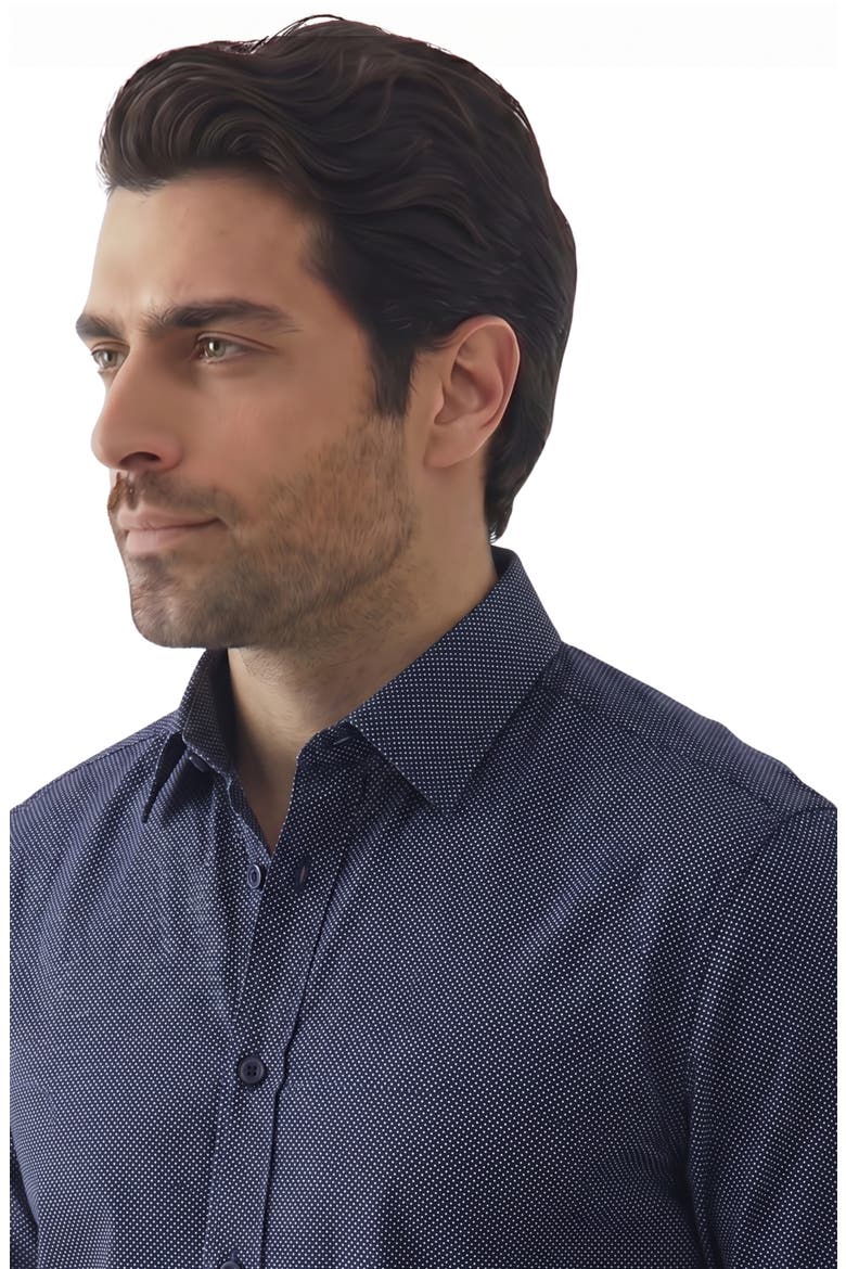 Stretch Dot Button Up Shirt, Alternate, color, 41 NAVY