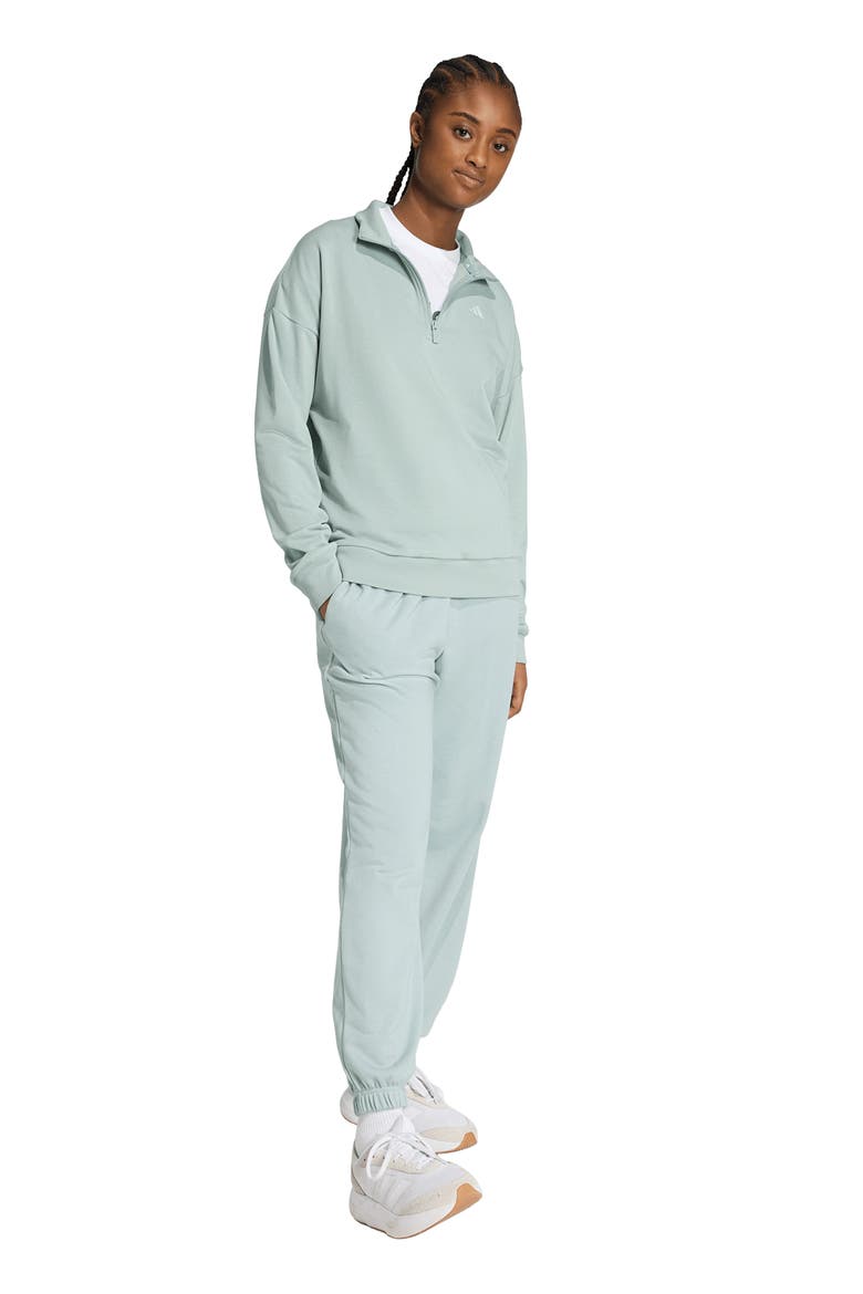 French Terry Quarter Zip Sweatshirt, Alternate, color, WONDER SAGE/ WHITE