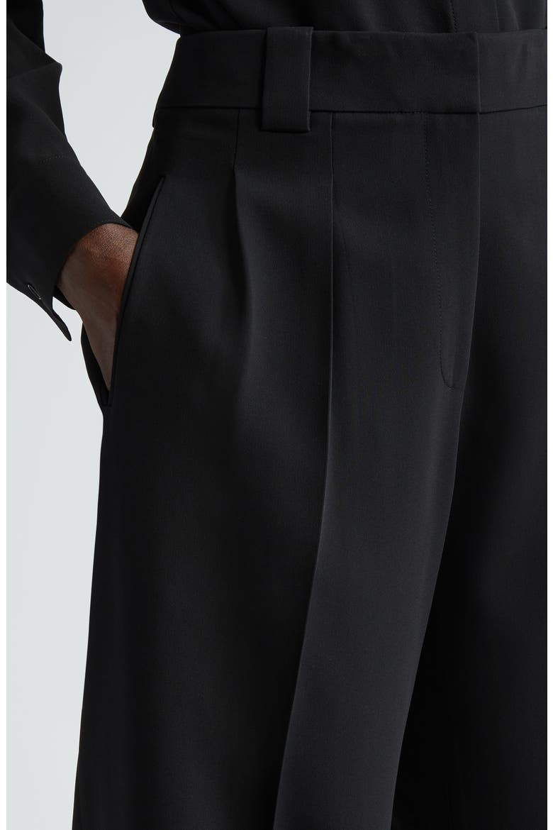 Wyatt Pleated Finesse Crepe Barrel Leg Pants, Alternate, color, BLACK
