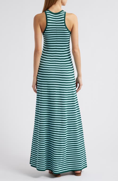 Solid & Striped The Oria Stripe Maxi Dress In Marmalade  Evergreen/sky