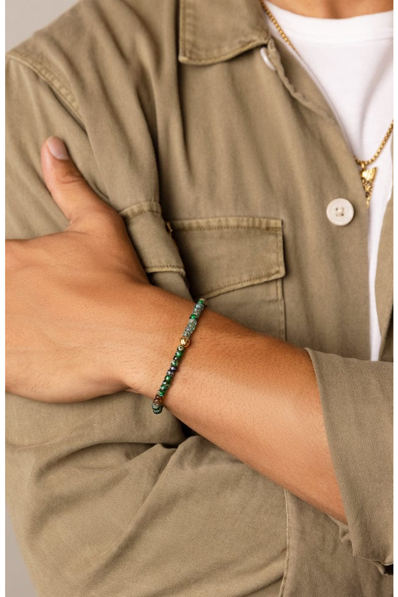 Miyuki Beaded Wristband, Alternate, color, Green Japanese