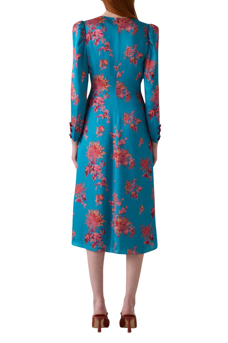 Celeste Floral Print Long Sleeve Midi Dress, Alternate, color, BLUE MULTI