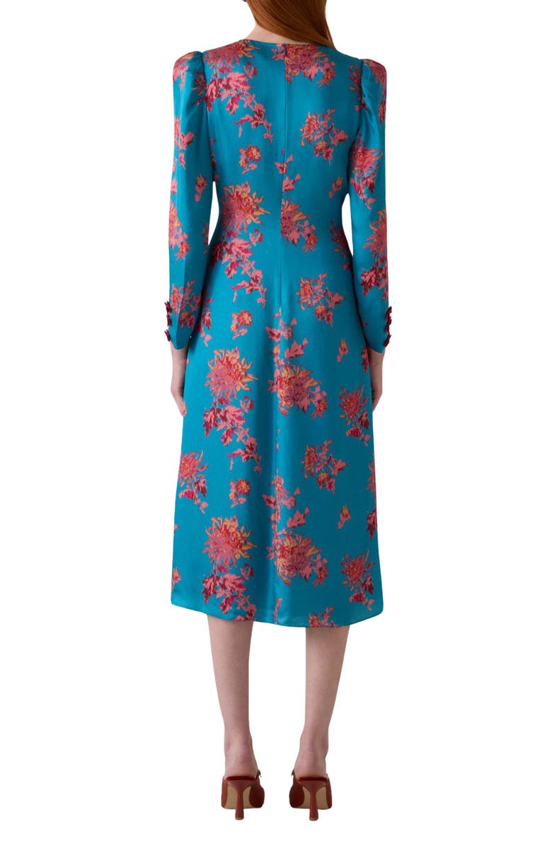 LK Bennett Celeste Floral Print Long Sleeve Midi Dress, Alternate, color, Blue Multi