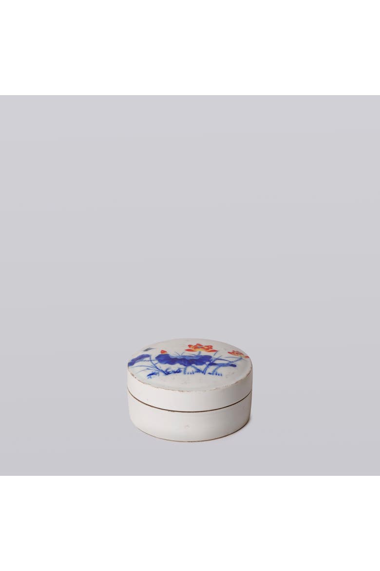 Blue and White Porcelain Lotus Bloom Ink Box, Alternate, color, Blue and White