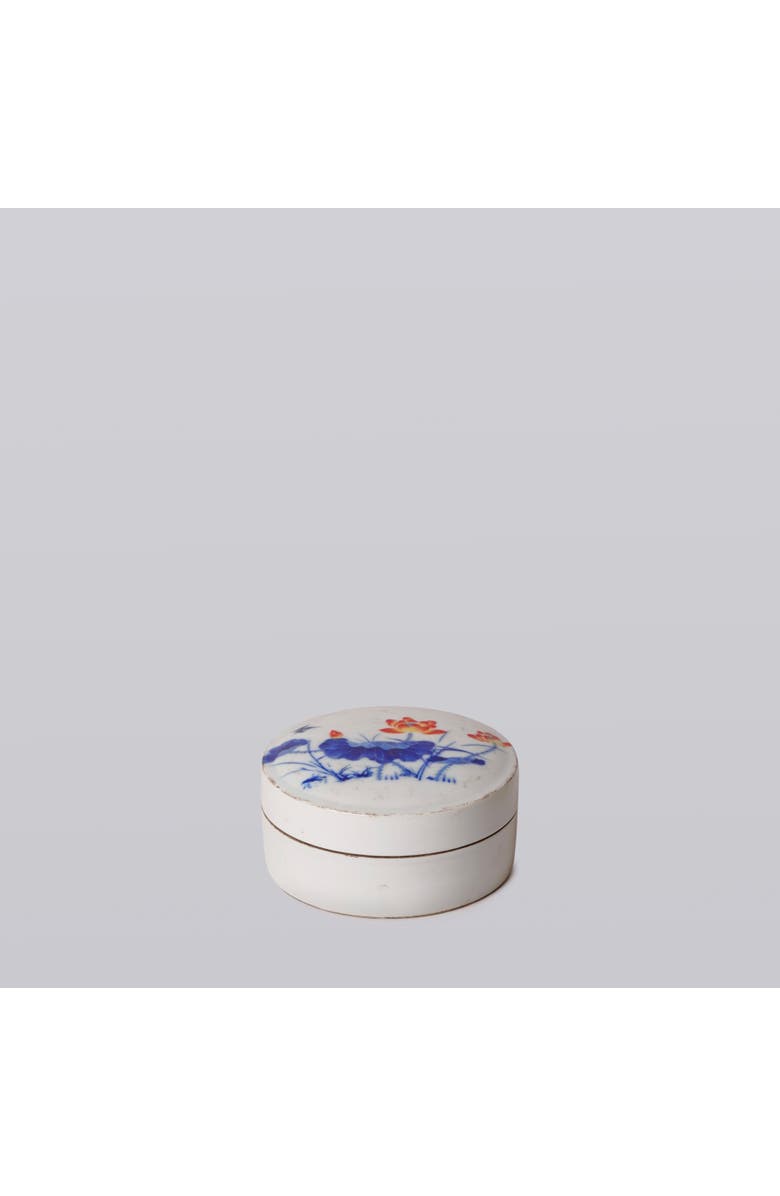 Cobalt Guild Blue and White Porcelain Lotus Bloom Ink Box, Alternate, color, Blue And White