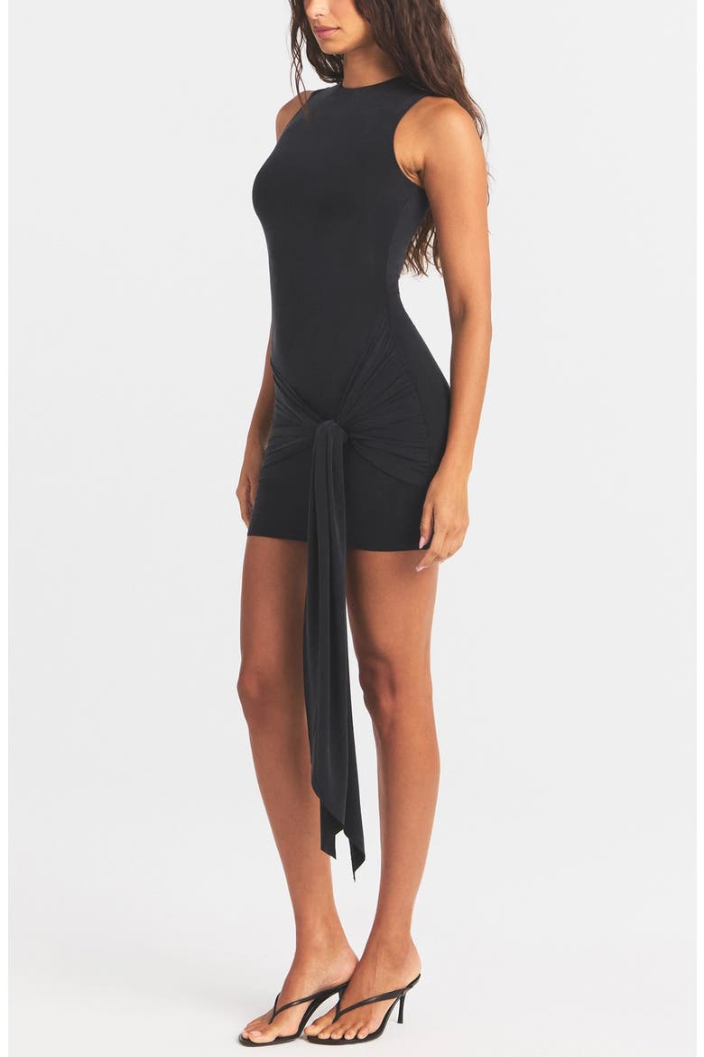 Cupro Jersey Wrap Minidress, Alternate, color, OBSIDIAN