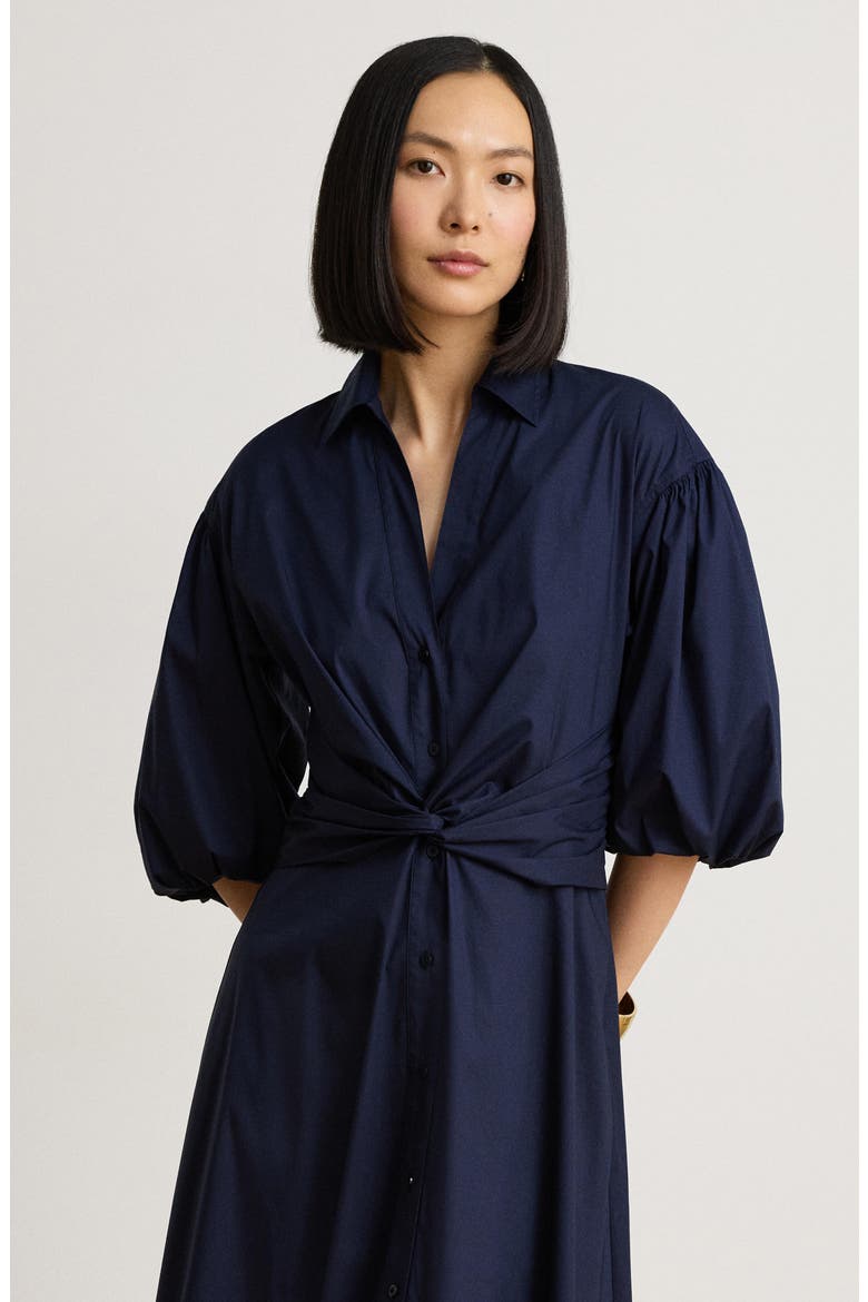 Poplin Midi Shirtdress, Alternate, color, LAUREN NAVY BLUE