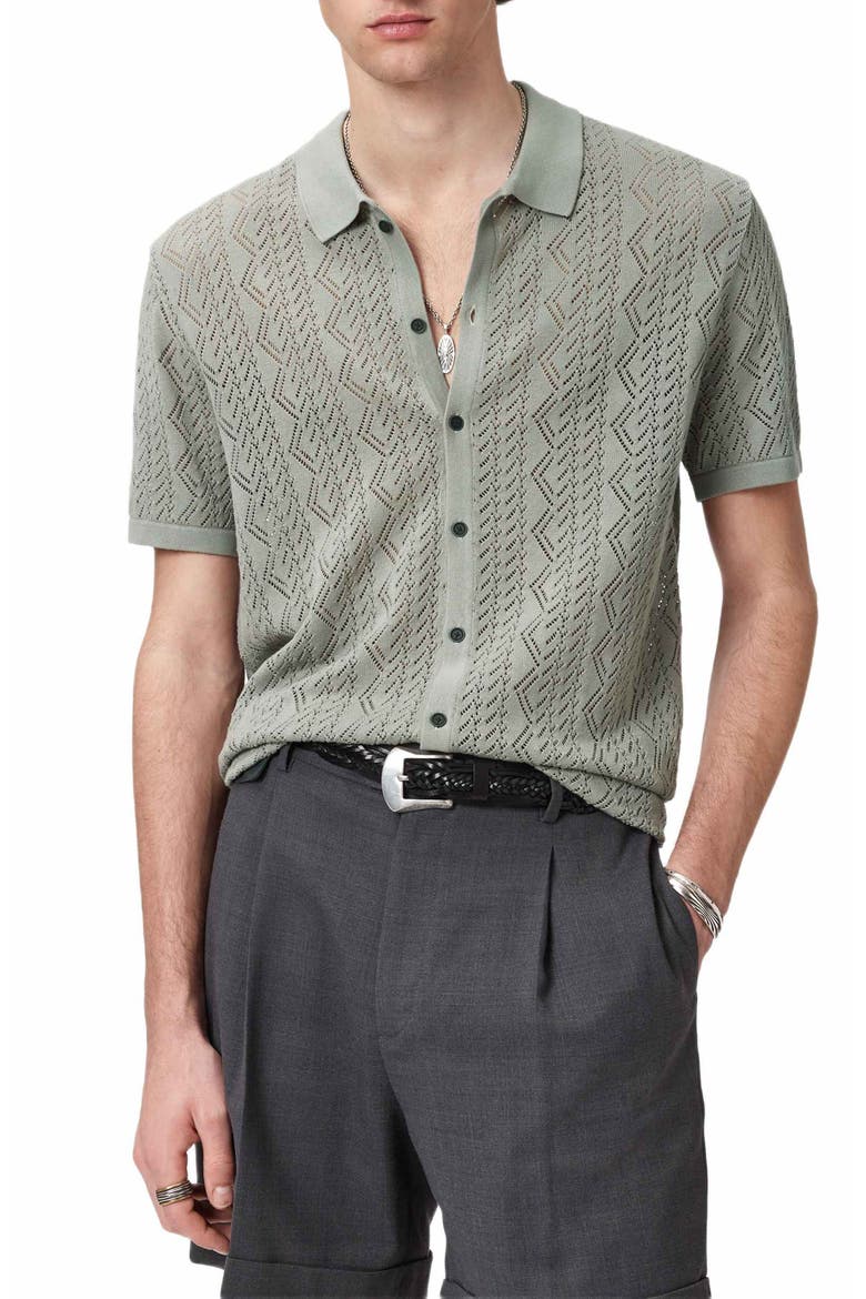 Emil Pointelle Short Sleeve Caridgan, Main, color, GREY SKY