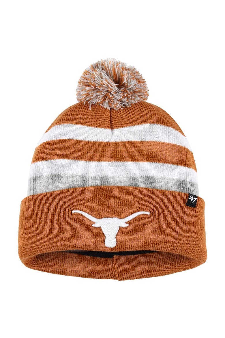 Men's '47 Texas Orange Texas Longhorns State Line Cuffed Knit Hat with Pom, Main, color, Burnt Orange