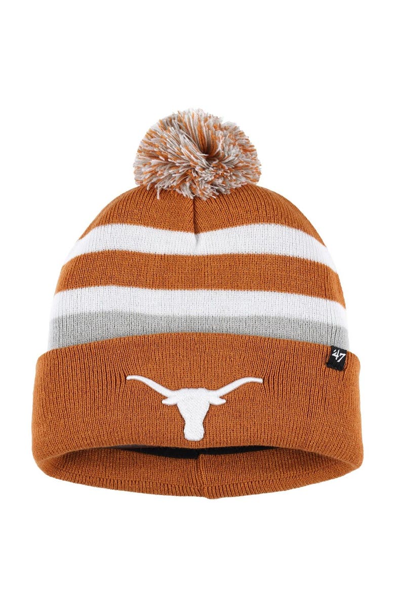 '47 Men's '47 Texas Orange Texas Longhorns State Line Cuffed Knit Hat with Pom, Main, color,