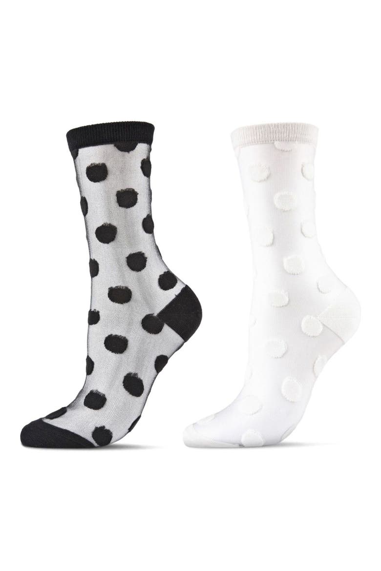 Polka Dot Assorted 2-Pack Sheer Ankle Socks, Main, color, BLACK-WHITE