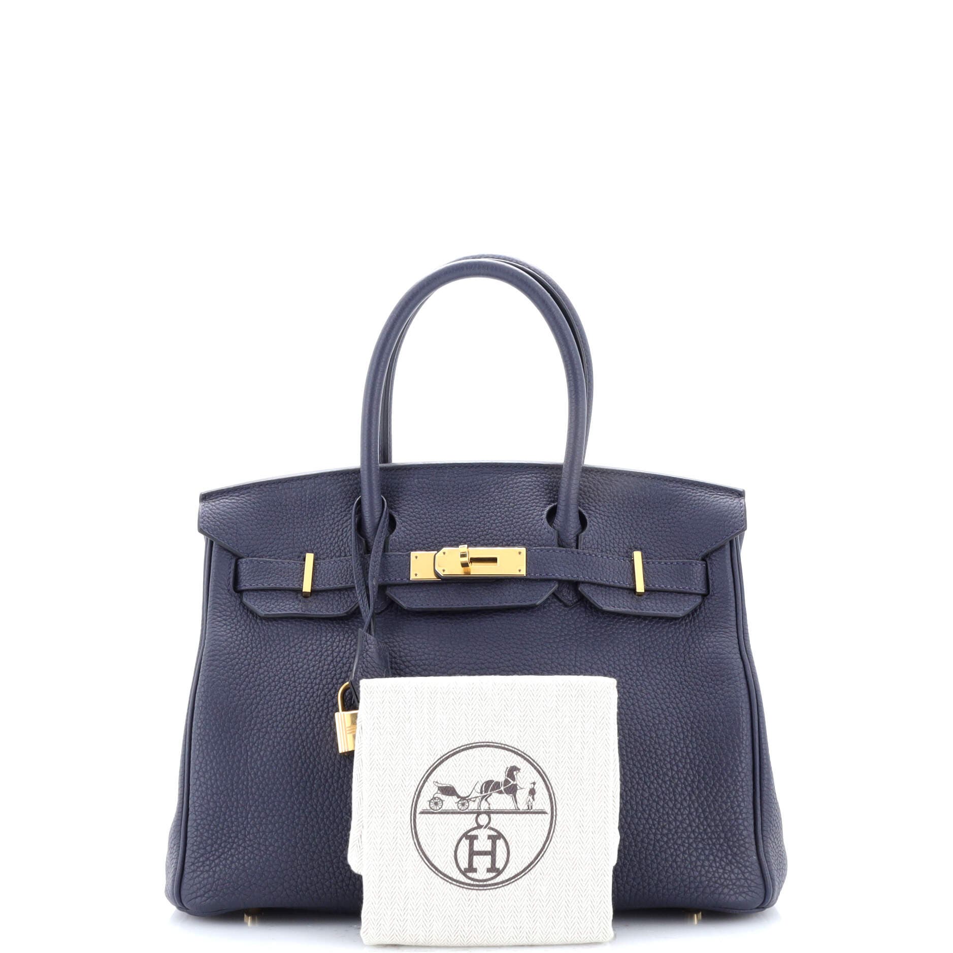 Pre-Owned Hermes Birkin Handbag Blue Togo with Gold Hardware 30, Alternate, color, 