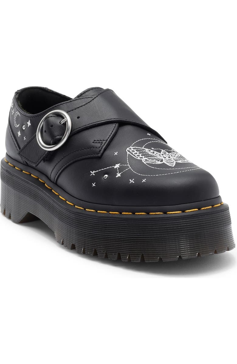 Dr. Martens Celestial Moth Monk Strap Platform Loafer, Main, color, Black