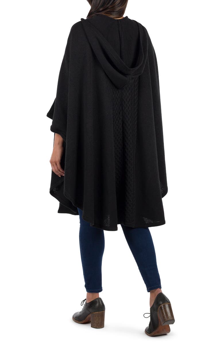 Patricia Nash Hooded Button Front Cape, Alternate, color, Blck