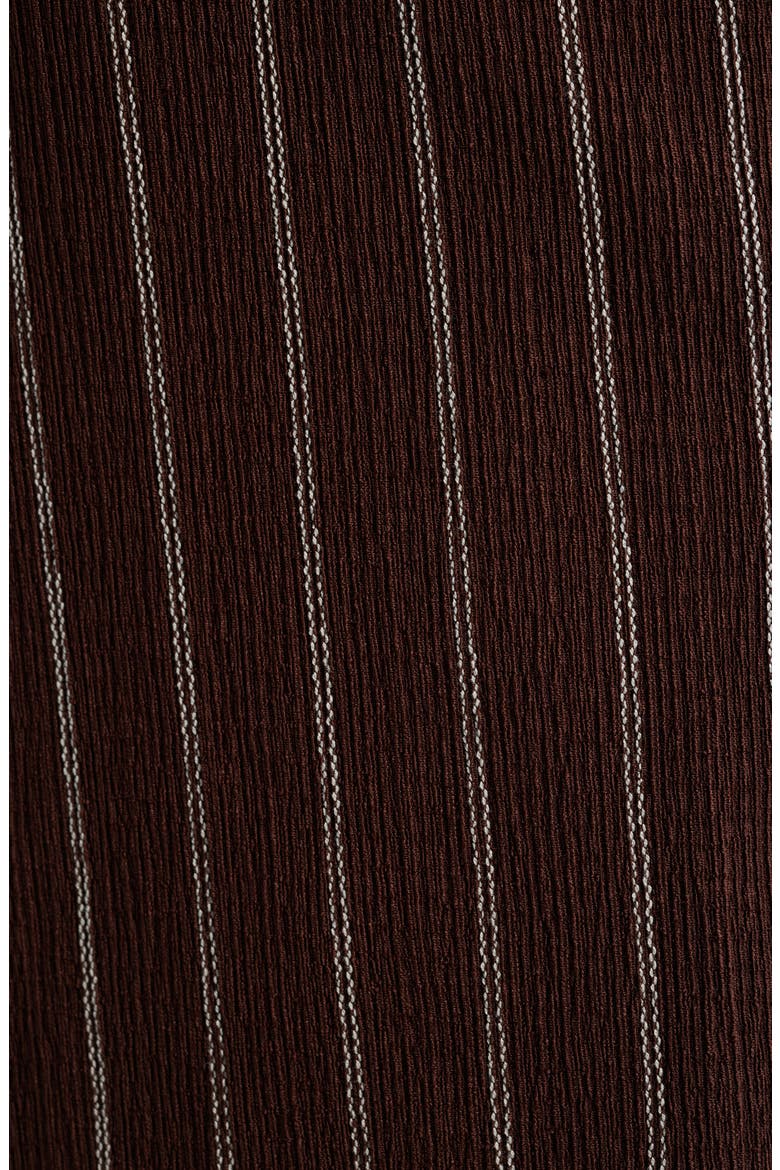 Notch Lapel Stripe Wrap Top, Alternate, color, DARK CHOCOLATE/ WHITE
