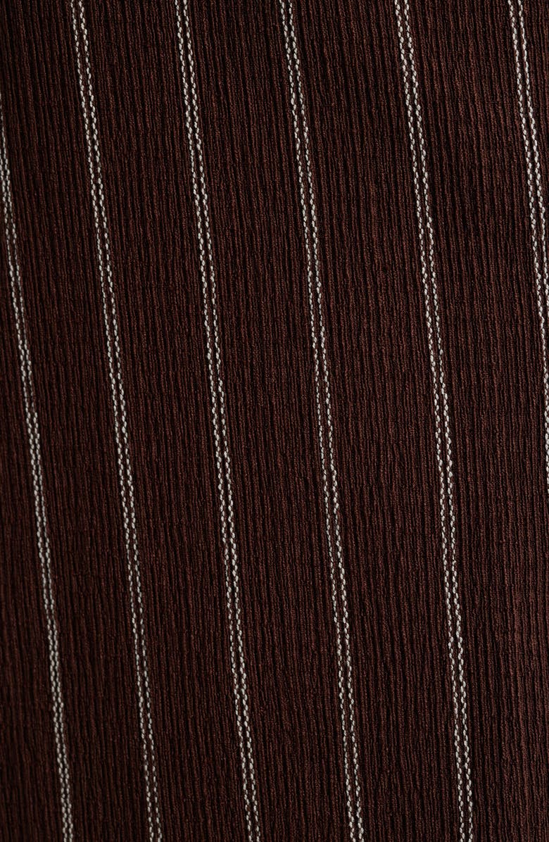 Anne Klein Notch Lapel Stripe Wrap Top, Alternate, color, Dark Chocolate/ White