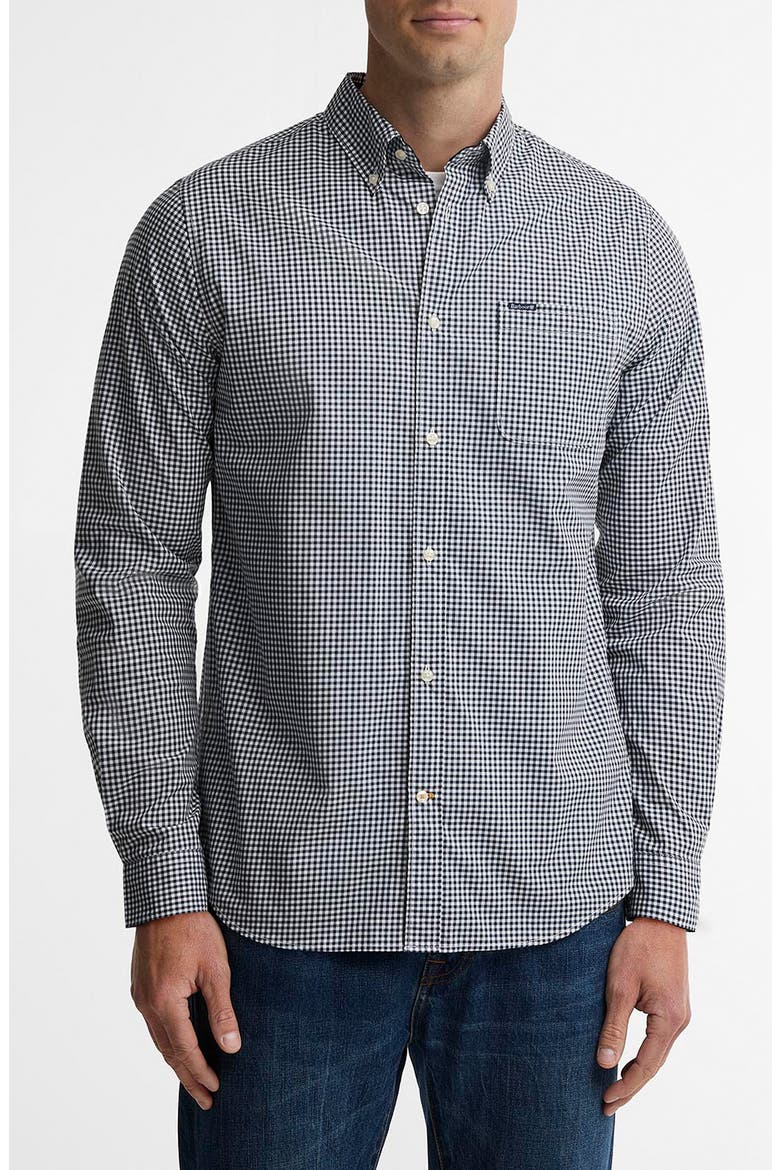Harbourwall Tailored Gingham Button-Down Shirt, Main, color, NAVY