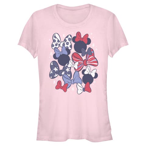 Junior's Red and White Bows Short Sleeve Graphic T-Shirt