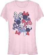 Minnie Mouse Junior's Red and White Bows Short Sleeve Graphic T-Shirt