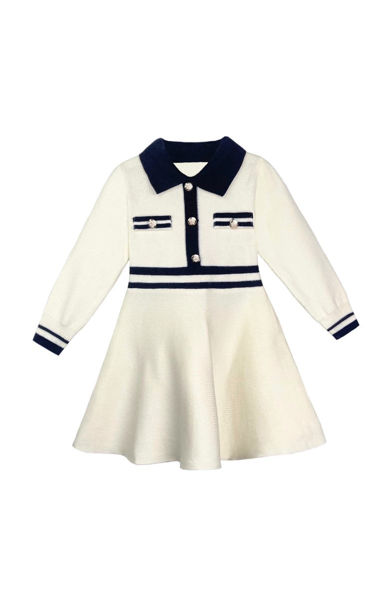 Mia Belle Girls Adorable Preppy Long Sleeve Sweater Dress, Main, color, 