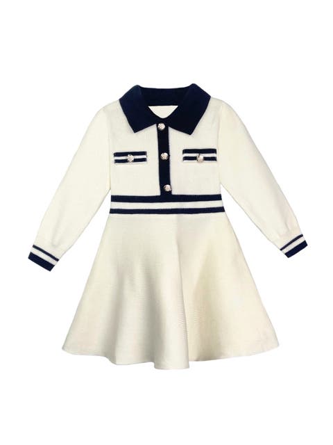 Adorable Preppy Long Sleeve Sweater Dress(Toddler, Little Kid & Big Kid)
