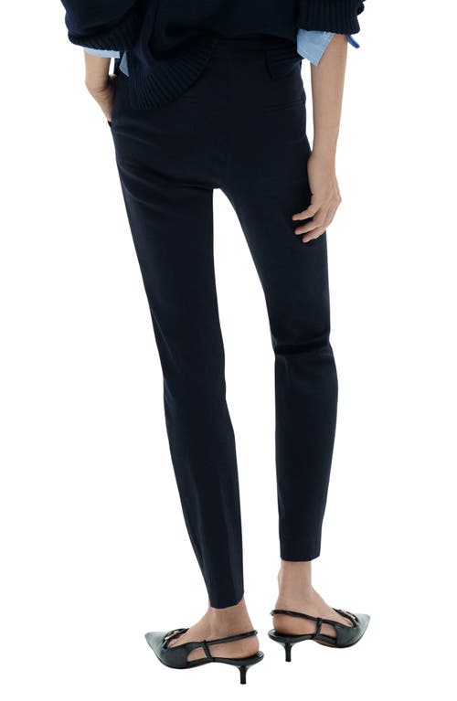 Mango Crop Skinny Pants In Dark Navy