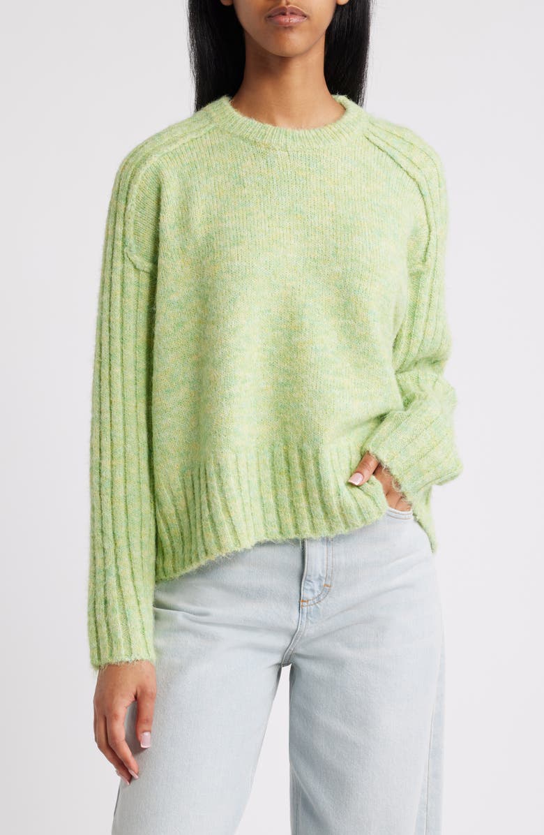 Topshop Rib Sleeve Sweater, Main, color, 