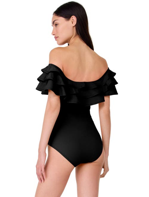 Kate Spade New York Ruffle One Piece Swimsui In Black