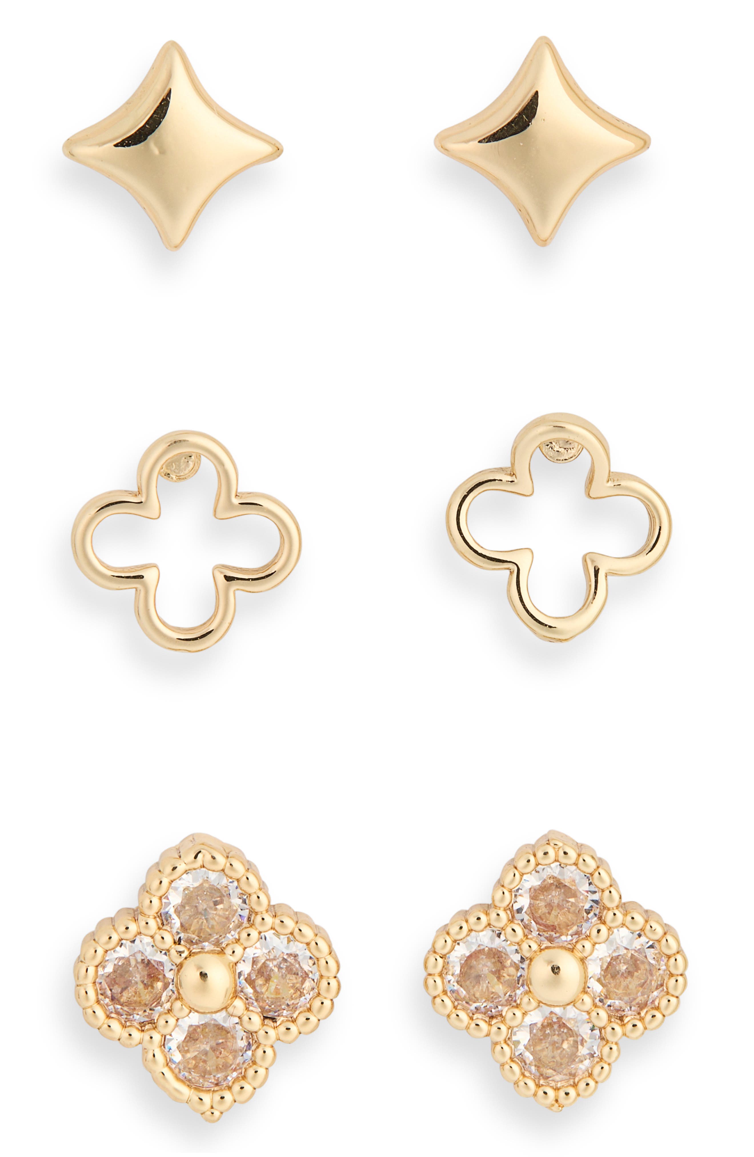 Set of 3 Clover Stud Earrings