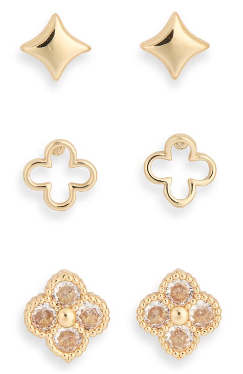 Set of 3 Clover Stud Earrings