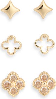 Panacea Set of 3 Clover Stud Earrings