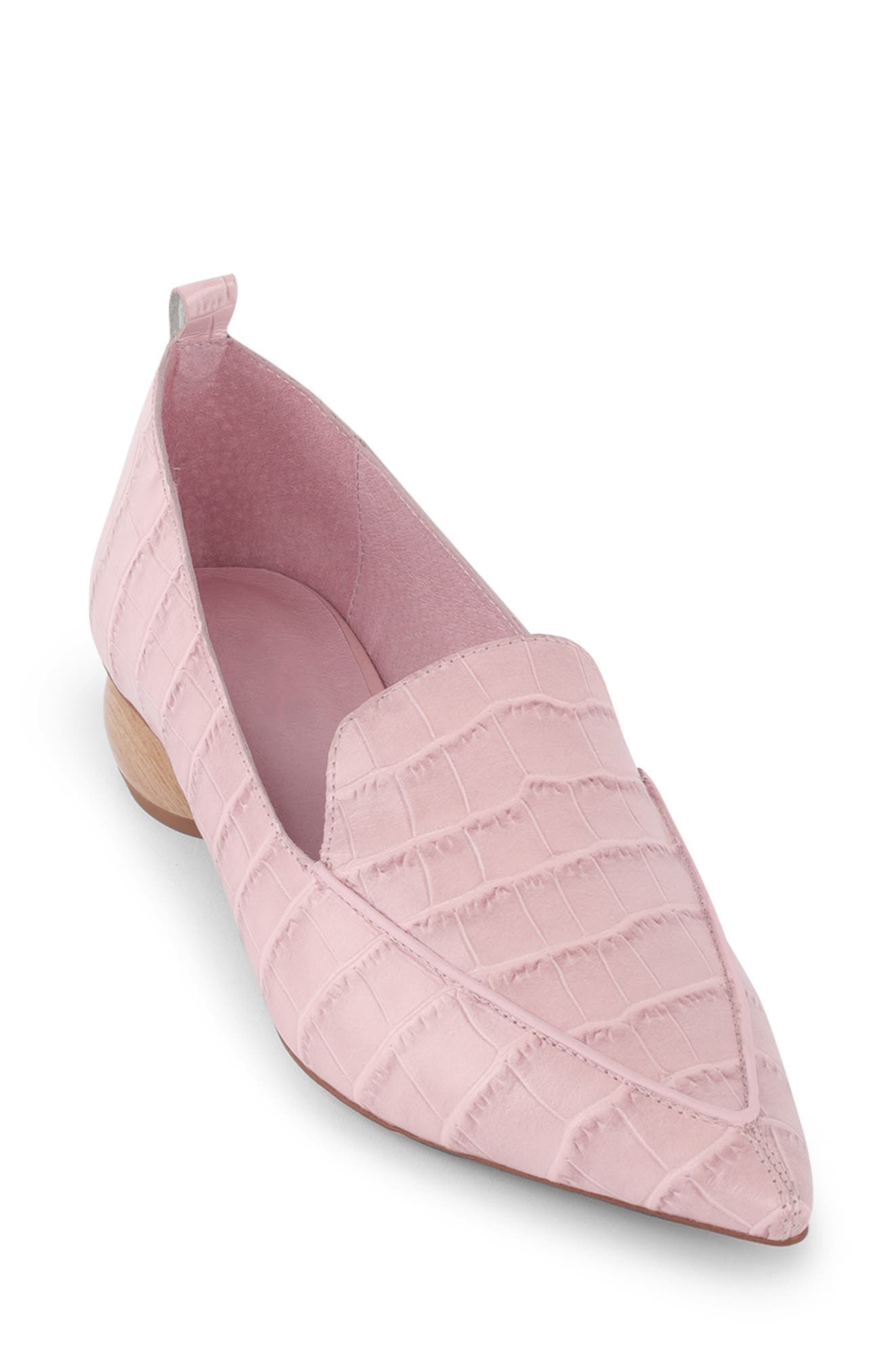 Viona Pointed Toe Loafer, Main, color, PINK CROCO
