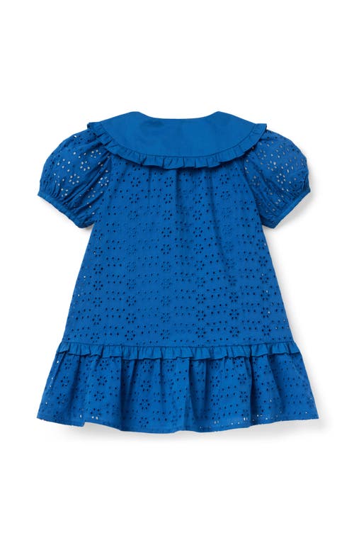 Janie And Jack Eyelet Collared Dress In Blue