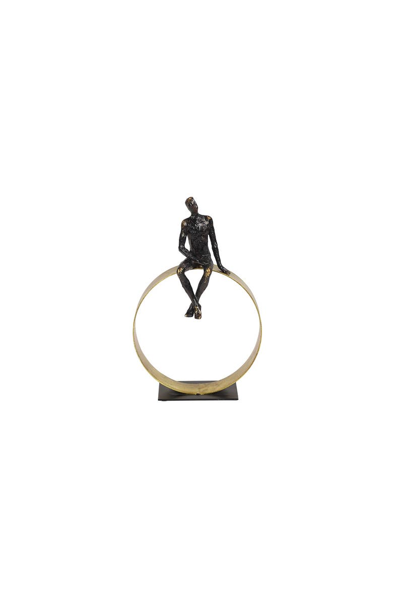 Black Polystone Modern People Sculpture, Alternate, color, BLACK